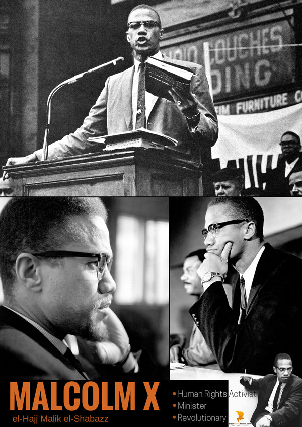 Malcolm X Poster Human Rights Activist Black History Photos Print.