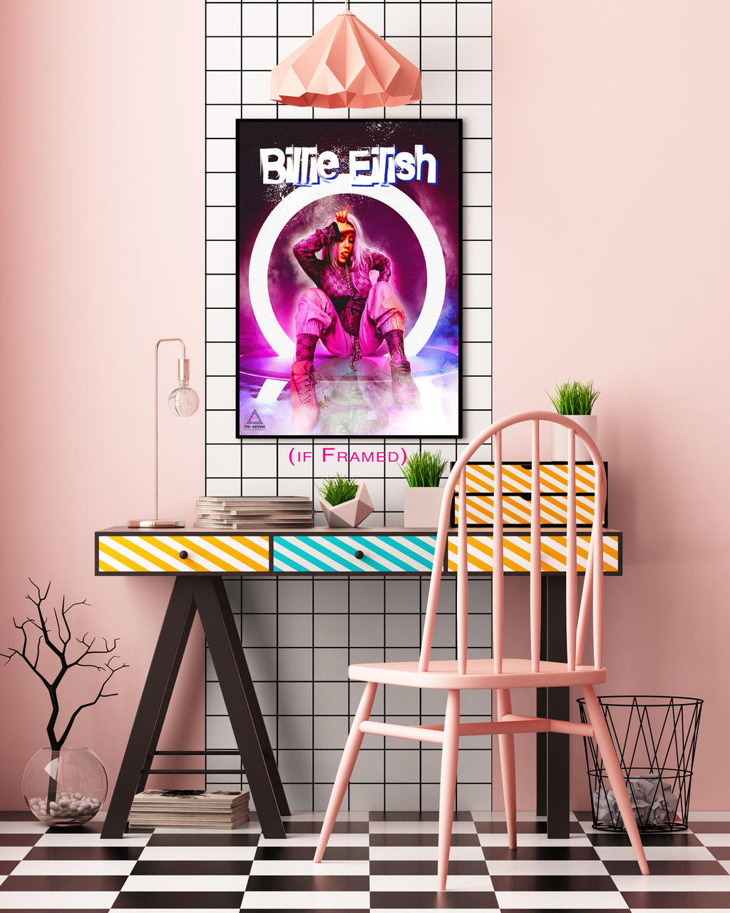 Billie Eilish Poster Pink Wall Art Print