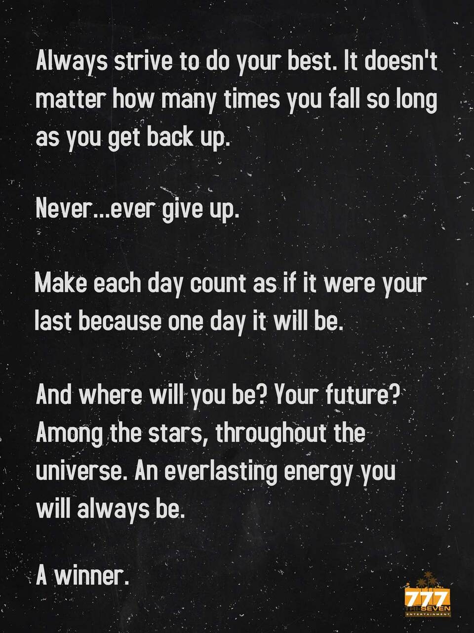 Never Give Up Inspirational Words Poster