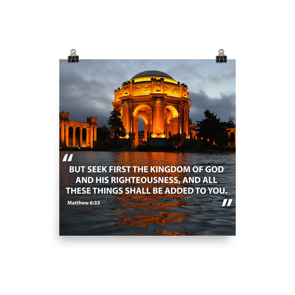 Matthew 6:33 Poster Seek First the Kingdom of God Wall Art Print
