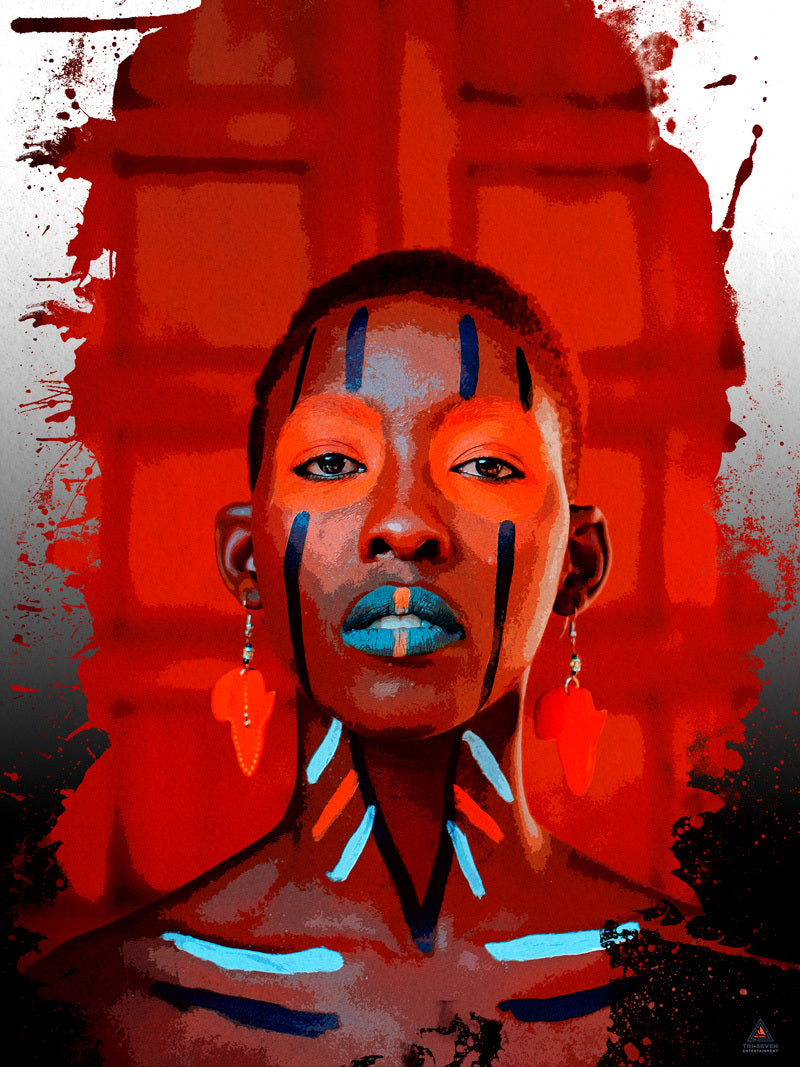 African Woman Poster Art Wall Decor Red Beauty