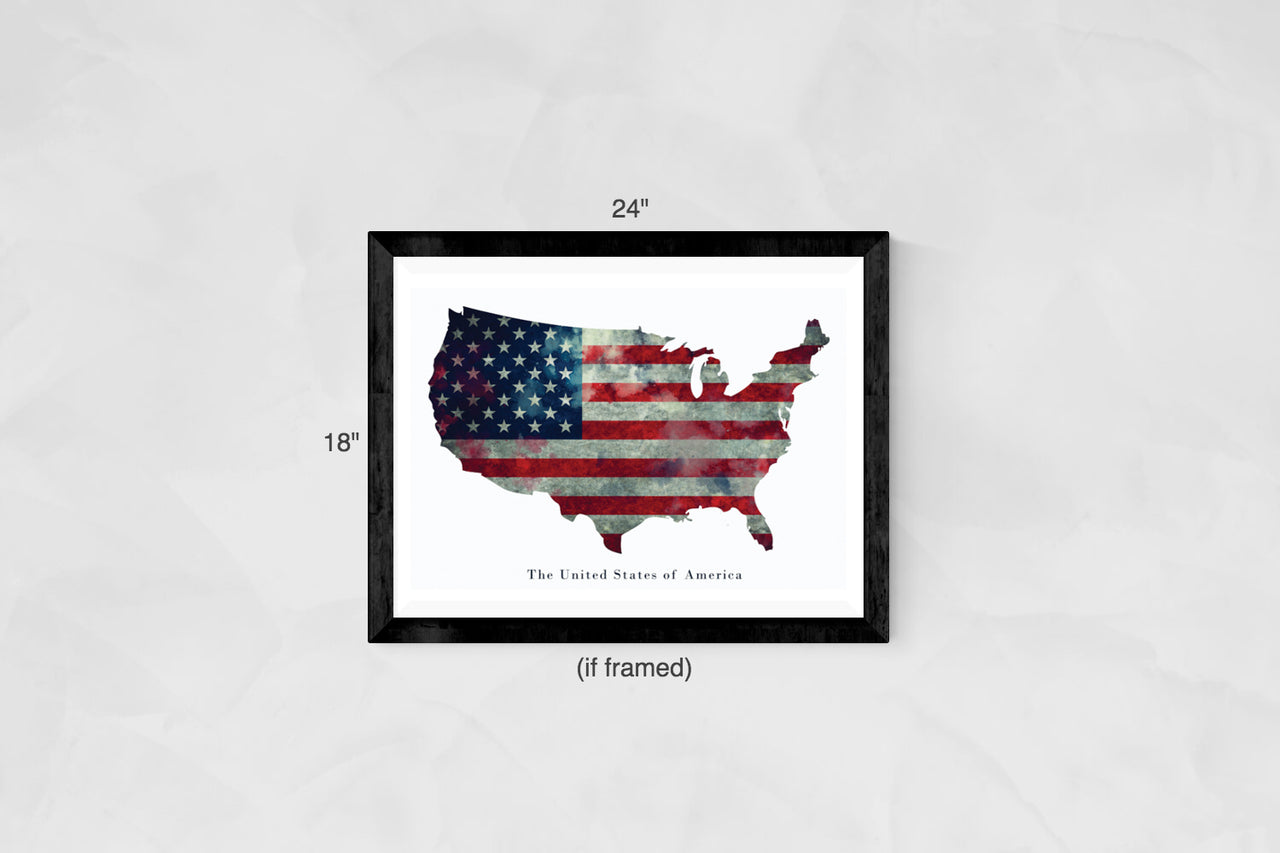 American Flag Poster USA United States of America Wall Art Print