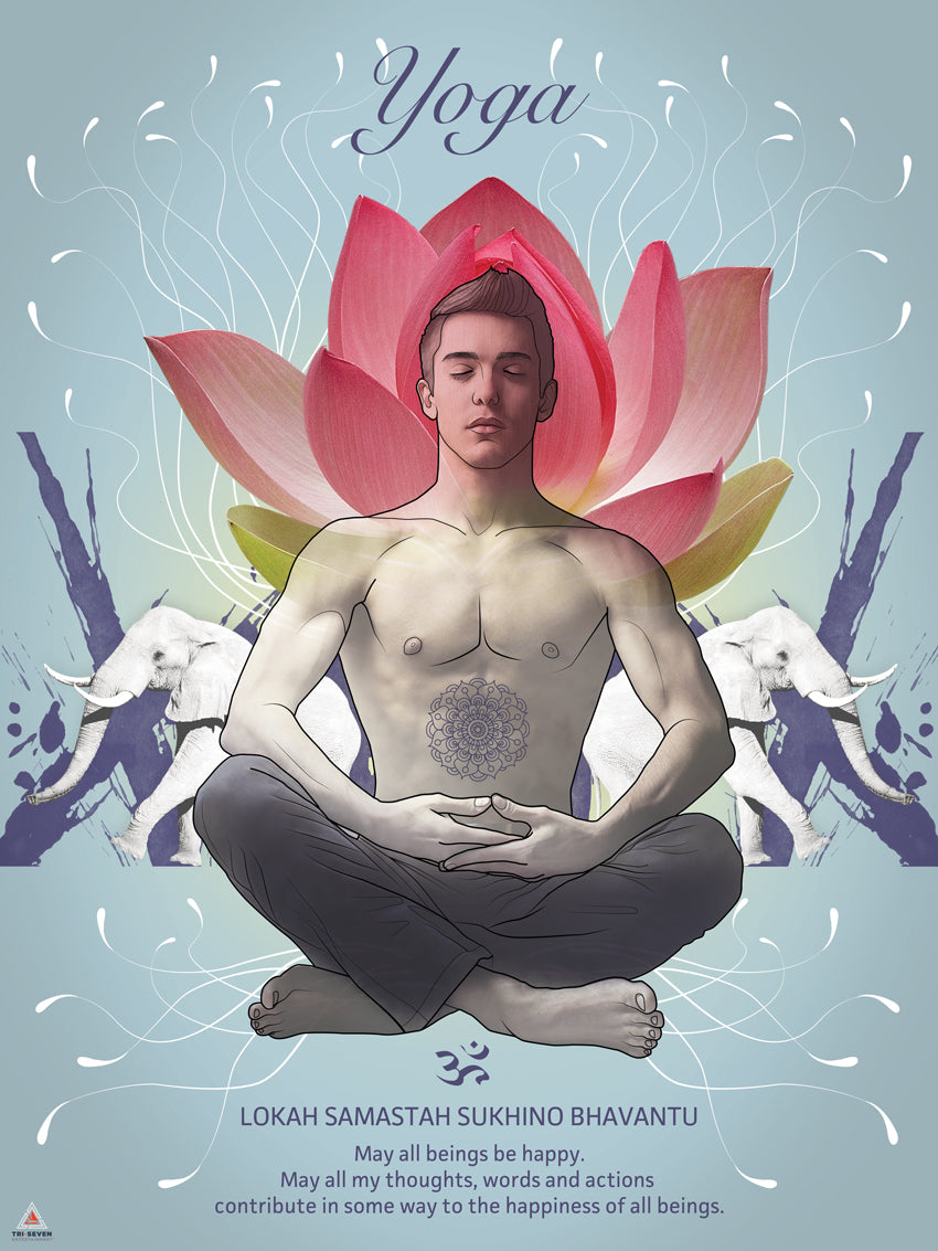 Yoga Poster May All Beings Be Happy Wall Decor Art Print