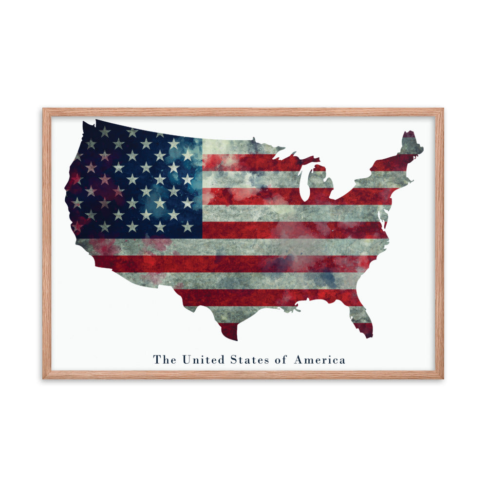 Framed American Flag Poster USA United States of America Wall Art Print