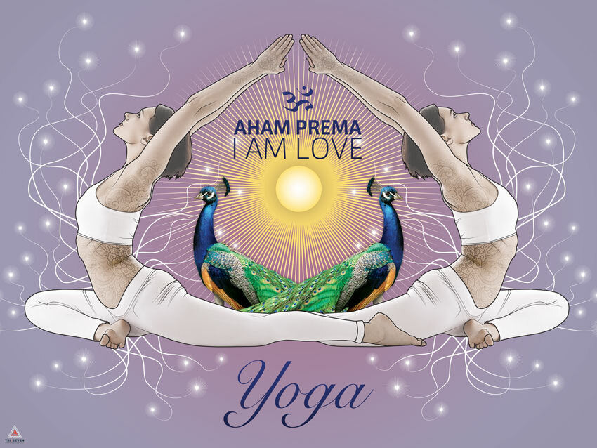 Yoga Poster I Am Love Aham Prema Pose