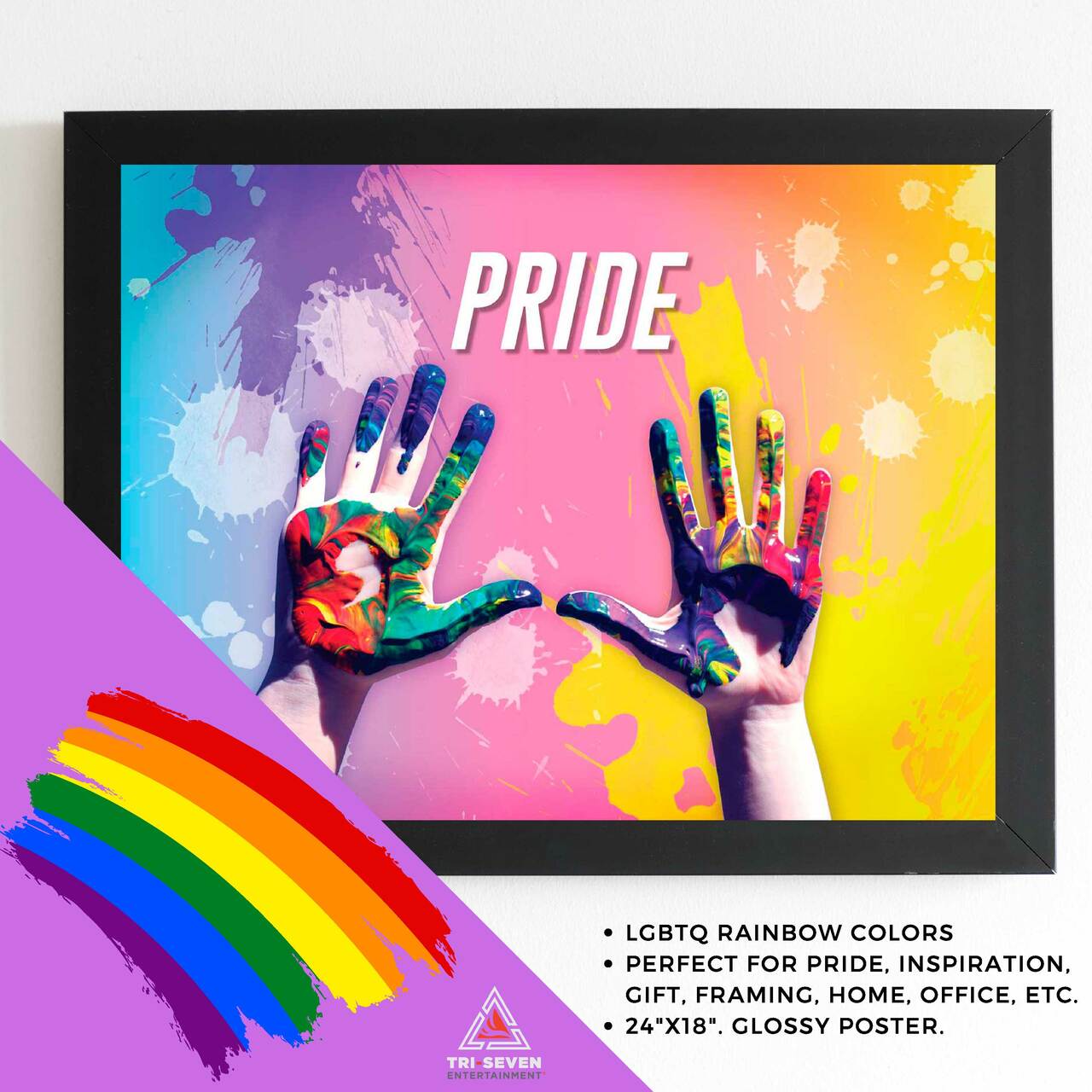 LGBTQ Poster Pride Hands Colors Wall Art Print