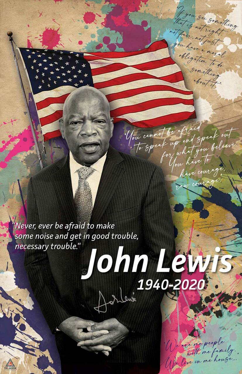 John Lewis Poster Good Trouble Quote Black History Wall Art Print