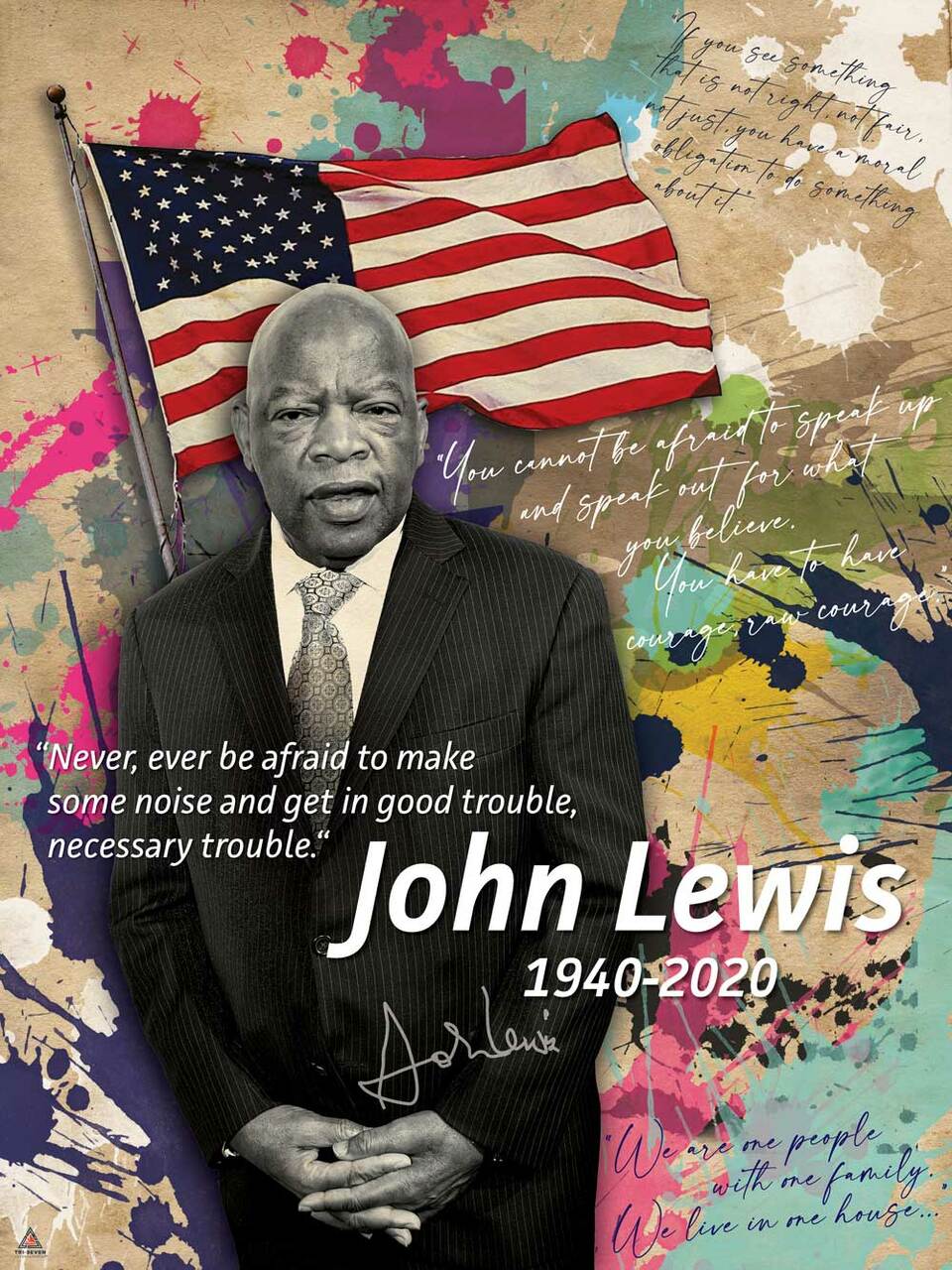 John Lewis Poster Good Trouble Quote Black History Wall Art Print