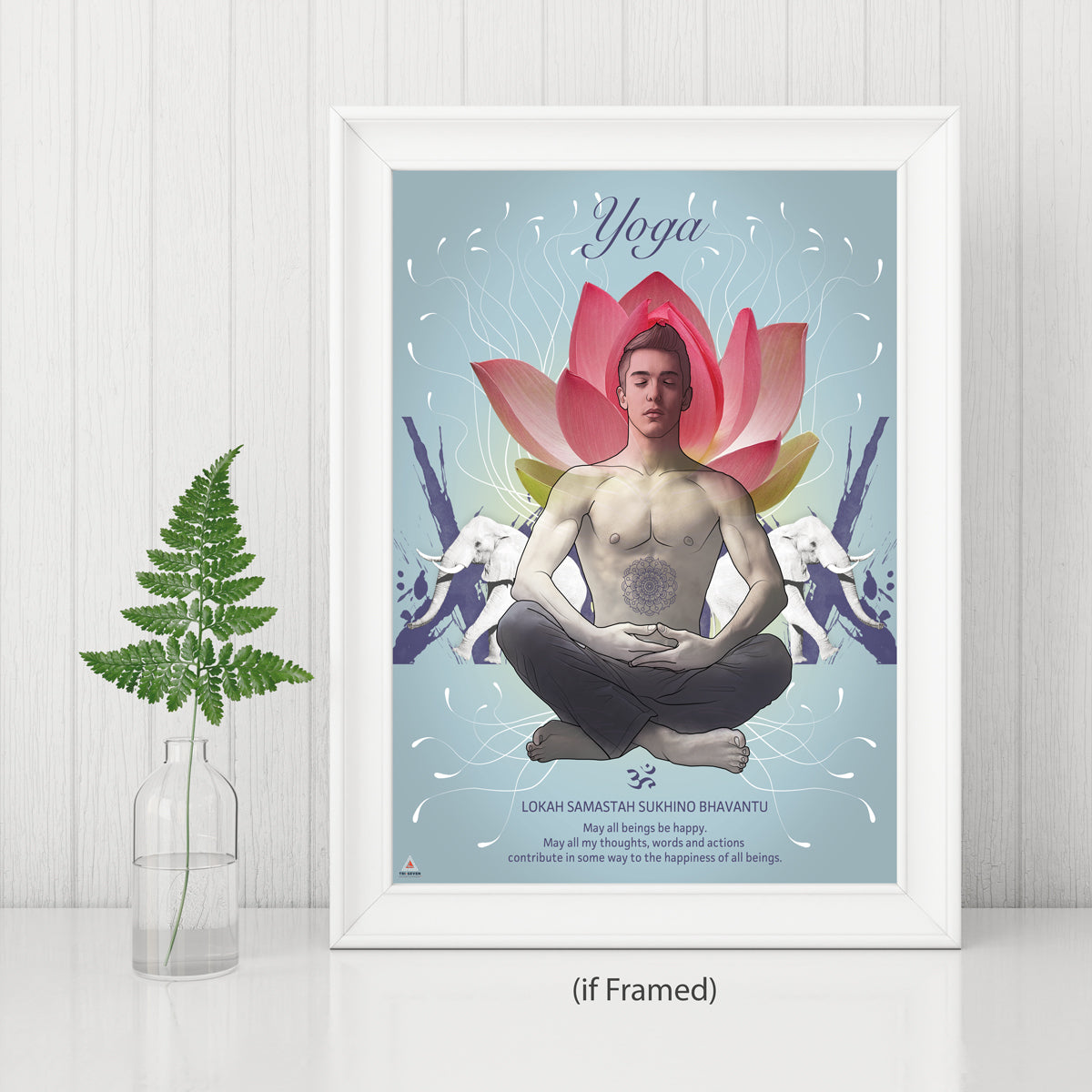 Yoga Poster May All Beings Be Happy Wall Decor Art Print