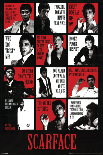 Scarface Poster Movie Quotes Al Pacino Large Print .