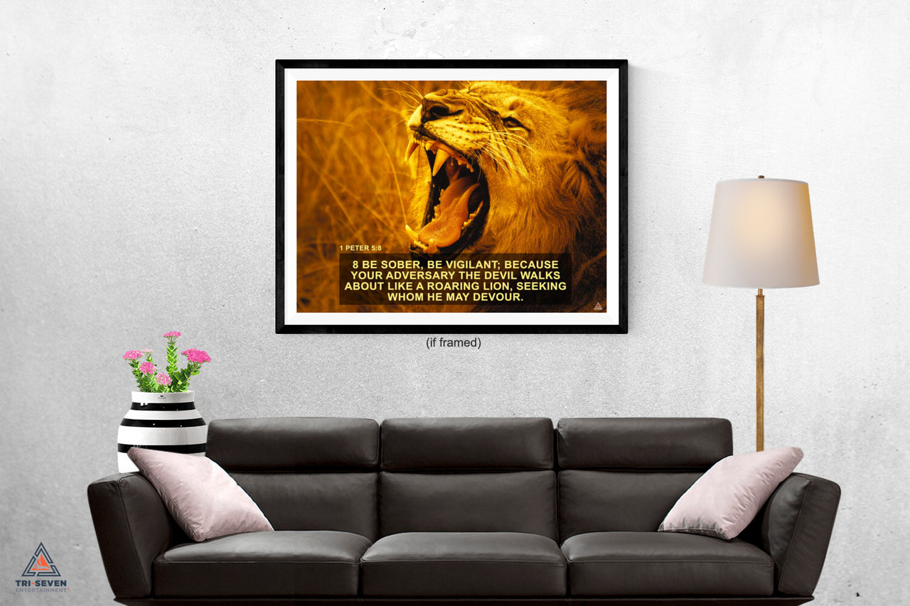 1 Peter 5:8 Poster Be Vigilant Bible Verse Quote Wall Art 