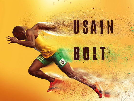 Usain Bolt Poster Running Fast Lightning Art Print