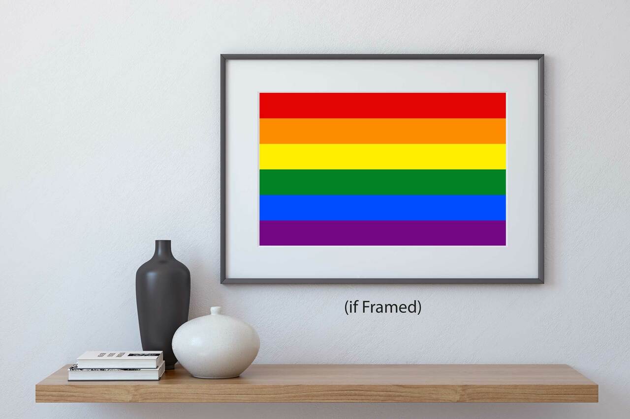 LGBTQ Poster Rainbow Pride Colors Glossy Wall Art Print (24x18)