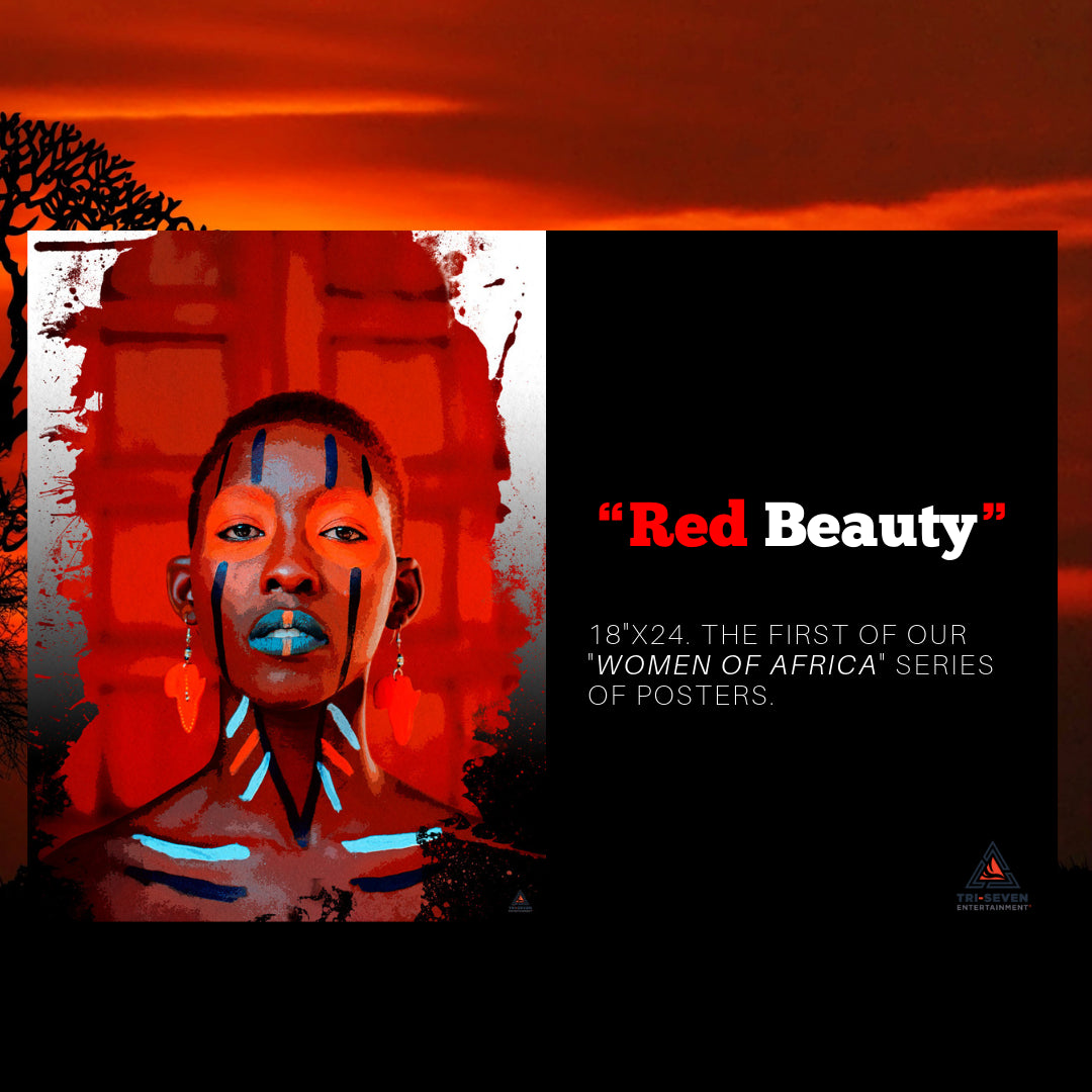 African Woman Poster Art Wall Decor Red Beauty